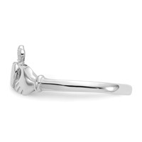 14K White Gold Polished and Satin Claddagh Ring view 4