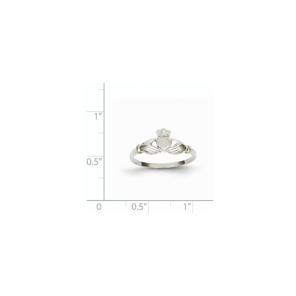 14k White Gold Polished and Satin Claddagh Ring (K572)