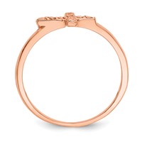 14K Rose Gold Polished and Diamond-cut Cross Ring view 2