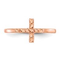 14K Rose Gold Polished and Diamond-cut Cross Ring view 5