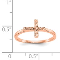 14K Rose Gold Polished and Diamond-cut Cross Ring view 4