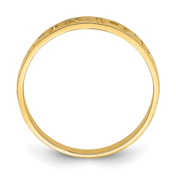 14K Polished JESUS with Hearts Ring