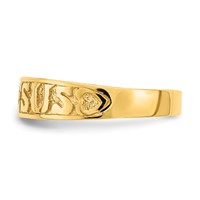 14K Yellow Gold Polished Jesus Ring with Hearts view 3