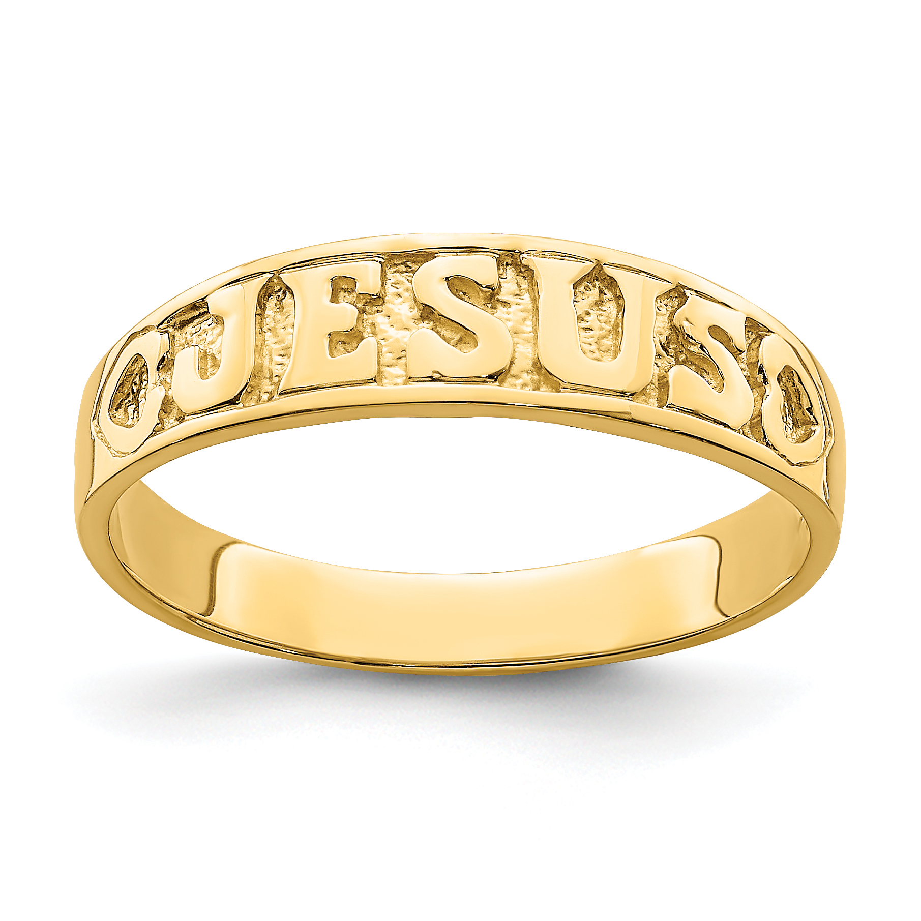 14K Gold Polished Jesus w/Hearts Ring (K5724)