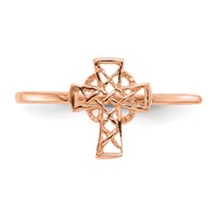 14K Rose Gold Polished Celtic Knot Cross Ring view 5