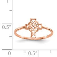 14K Rose Gold Polished Celtic Knot Cross Ring view 4