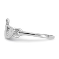 14K White Gold Ladies Polished Claddagh Ring view 3