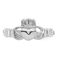 14K White Gold Ladies Polished Claddagh Ring view 5