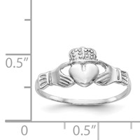 14K White Gold Ladies Polished Claddagh Ring view 4