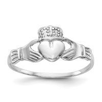 14K White Gold Ladies Polished Claddagh Ring view 1