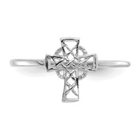 14K White Gold Polished Celtic Knot Cross Ring view 5