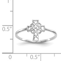 14K White Gold Polished Celtic Knot Cross Ring view 4