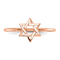 14K Rose Gold Polished Star of David Ring view 5