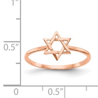 14K Rose Gold Polished Star of David Ring view 4
