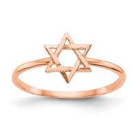 14K Rose Gold Polished Star of David Ring view 1