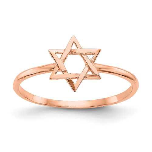 14K Rose Gold Polished Star of David Ring