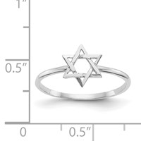 14K White Gold Polished Star of David Ring view 3