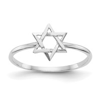 14K White Gold Polished Star of David Ring view 1