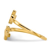 14K Yellow Gold Polished Double Cross Bypass Ring view 3