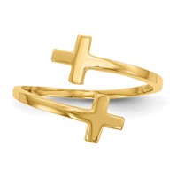 14K Yellow Gold Polished Double Cross Bypass Ring view 4