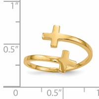 14K Yellow Gold Polished Double Cross Bypass Ring view 5