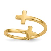 14K Yellow Gold Polished Double Cross Bypass Ring view 1