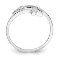 14K White Gold Polished Double Cross Bypass Ring view 2