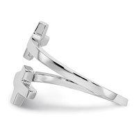 14K White Gold Polished Double Cross Bypass Ring view 3