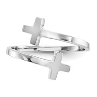 14K White Gold Polished Double Cross Bypass Ring view 5