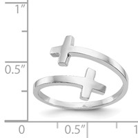 14K White Gold Polished Double Cross Bypass Ring view 4