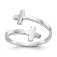 14K White Gold Polished Double Cross Bypass Ring view 1