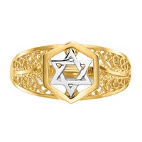 14K Two-Tone Polished Star of David Ring view 5