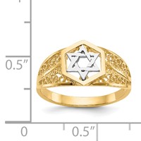 14K Two-Tone Polished Star of David Ring view 4