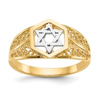 14K Two-Tone Polished Star of David Ring view 1