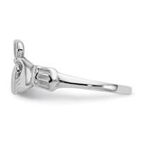 14K White Gold Polished Claddagh Ring view 4
