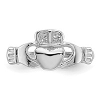 14K White Gold Polished Claddagh Ring view 5