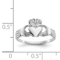 14K White Gold Polished Claddagh Ring view 3
