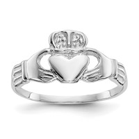 14K White Gold Polished Claddagh Ring view 1