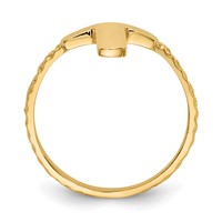 14K Yellow Gold Polished and Textured Cross Ring view 2