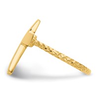 14K Yellow Gold Polished and Textured Cross Ring view 3