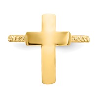 14K Yellow Gold Polished and Textured Cross Ring view 5