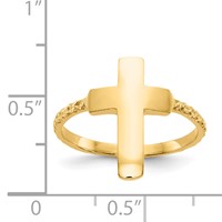 14K Yellow Gold Polished and Textured Cross Ring view 4