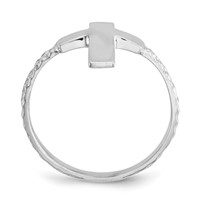 14K White Gold Polished and Textured Cross Ring view 2