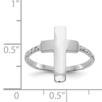 14K White Gold Polished and Textured Cross Ring view 3