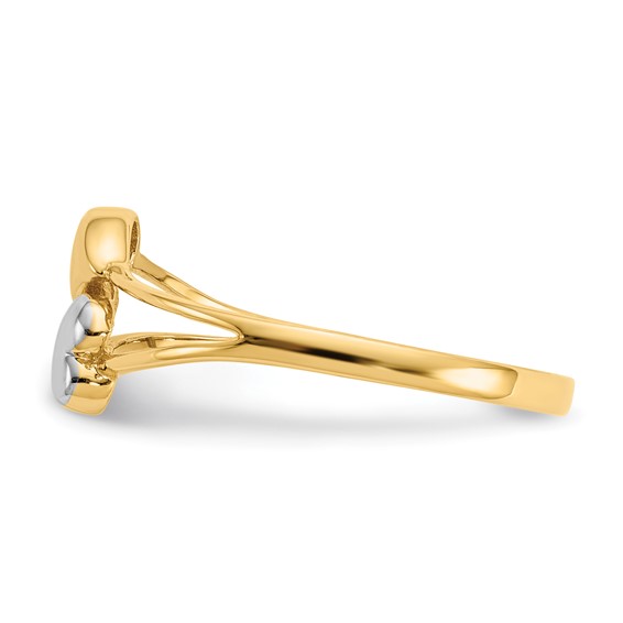 14k and White Rhodium Double Heart Ring