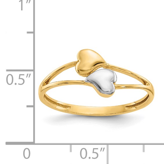 14k and White Rhodium Double Heart Ring