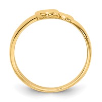 14K Yellow Gold Polished Adjoining Hearts Ring view 2