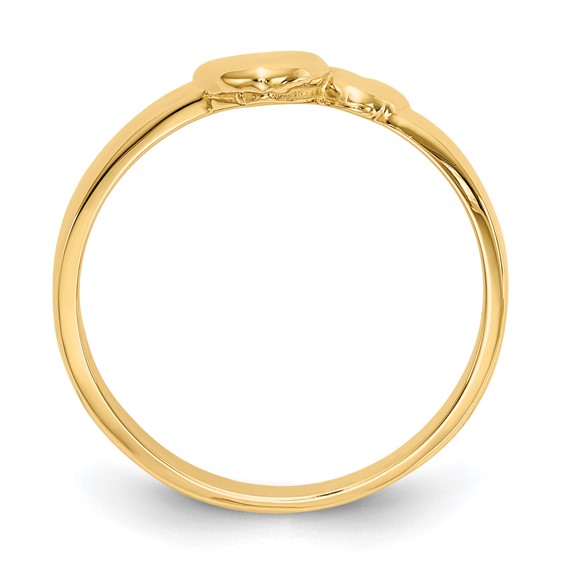 14k Polished Adjoining Hearts Ring