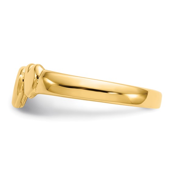 14k Polished Adjoining Hearts Ring