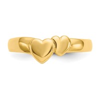 14K Yellow Gold Polished Adjoining Hearts Ring view 5